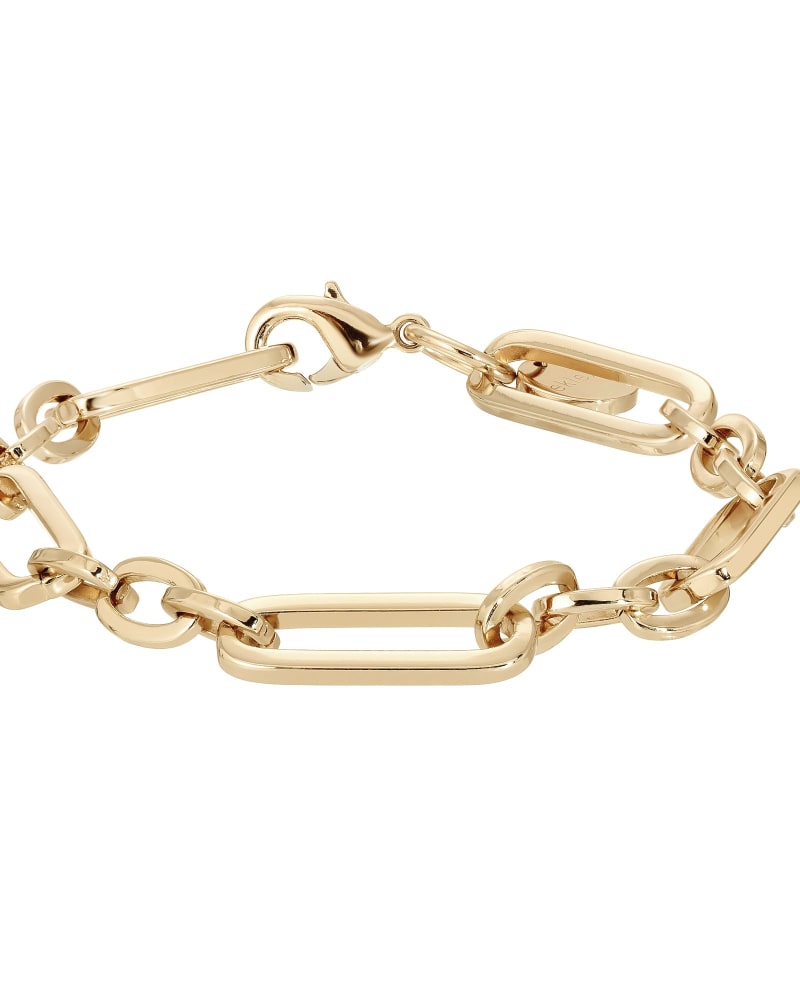 Front of a size 6.5" Dean Bracelet 6.5" Gold in Gold by Eklexic. | dia_product_style_image_id:275013
